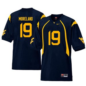 Men's West Virginia Mountaineers NCAA #19 Barry Moreland Navy Authentic Nike Throwback Stitched College Football Jersey JA15Z35XE